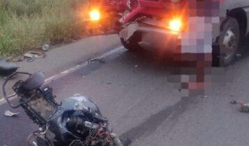 Motociclista morre em grave colisão com caminhão na SE-230 em Nossa Senhora da Glória