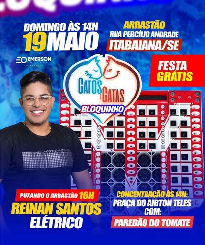 Bloquinho Gatos e Gatas promove arrastão com Reinan Santos neste domingo