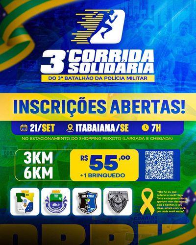 Garanta sua vaga: inscrições abertas para a Corrida Solidária  do 3º BPM 